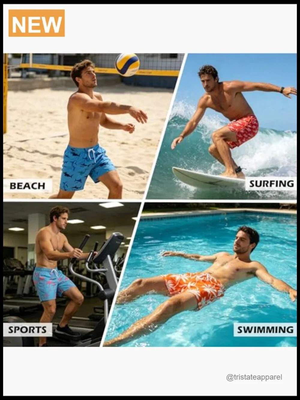 Men's Swim Trunks Board Shorts Quick Dry 2 in 1 with Pockets Drawstring Beach